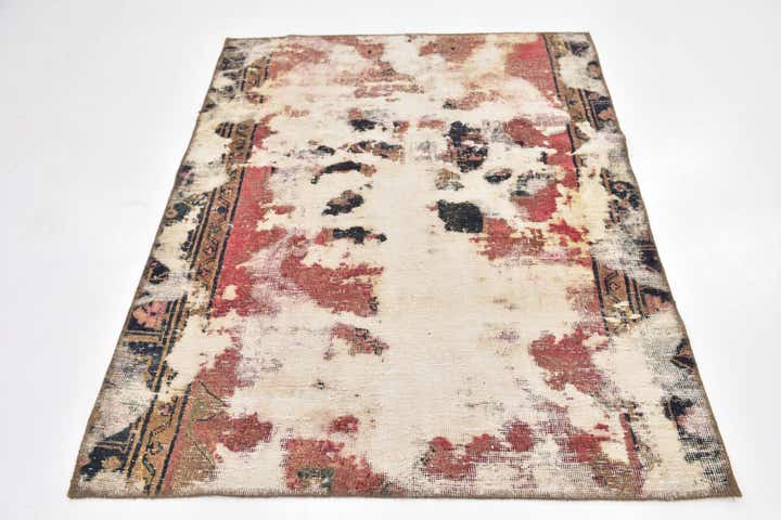 4' x 5' 3 Hand Knotted Ultra Vintage Persian Wool Rug