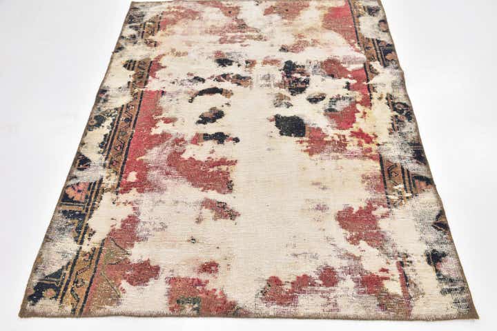 4' x 5' 3 Hand Knotted Ultra Vintage Persian Wool Rug