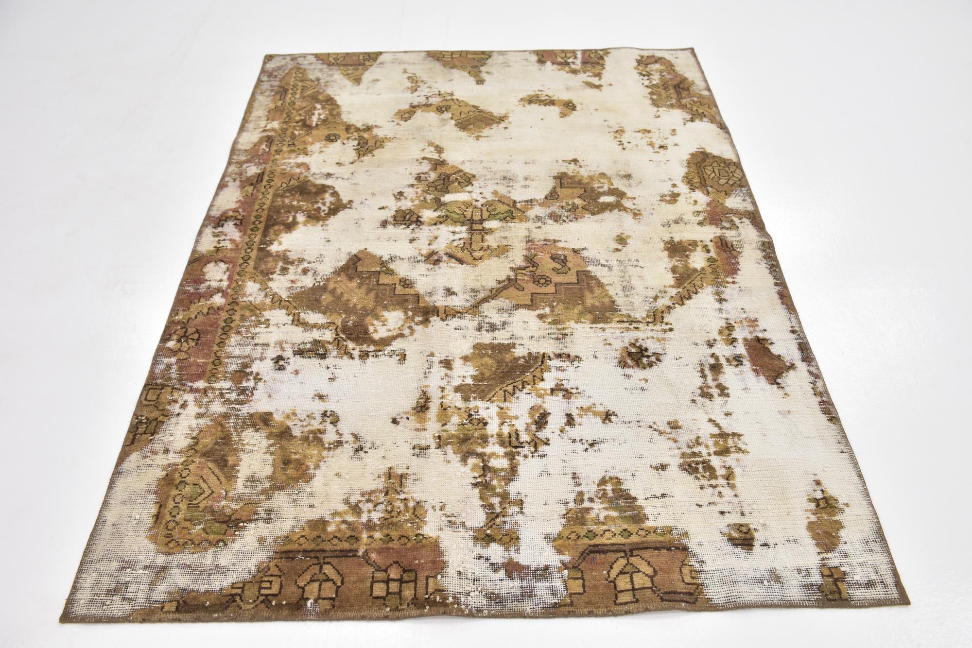 4' 8 x 6' 5 Hand Knotted Ultra Vintage Persian Wool Rug