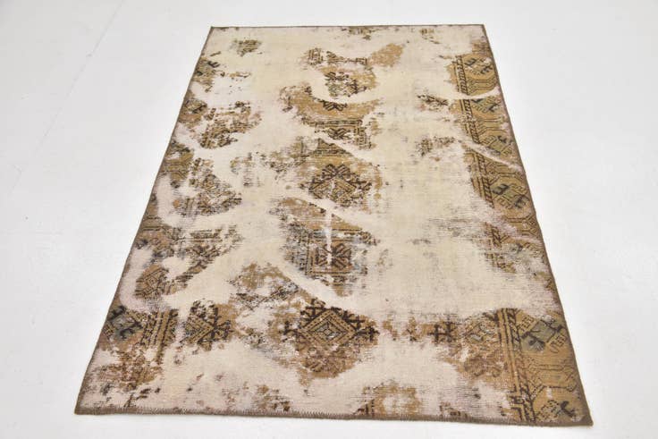 Detail image of 3' 9 x 5' 10 Hand Knotted Ultra Vintage Persian Wool Rug