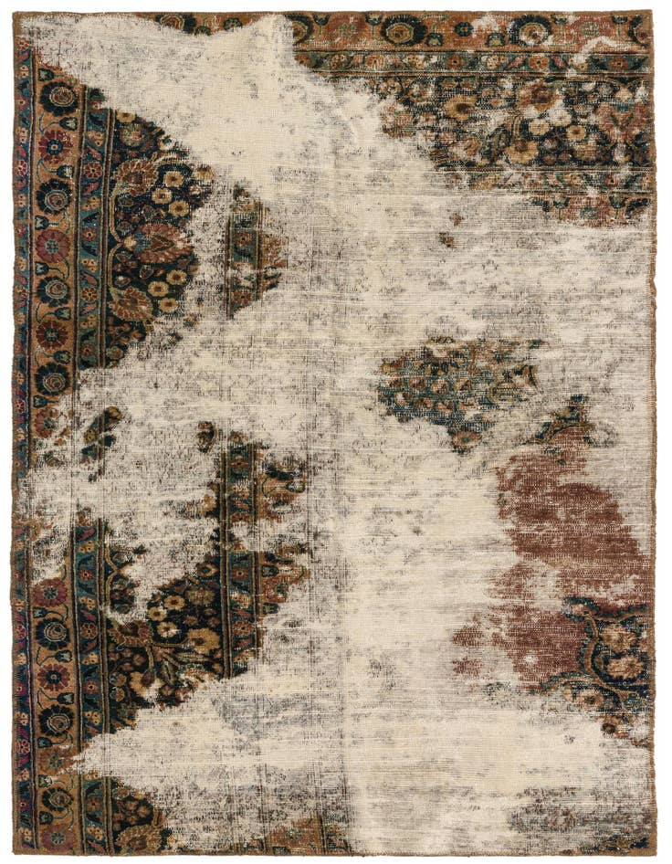 Detail image of 3' 8 x 7' Hand Knotted Ultra Vintage Persian Wool Rug