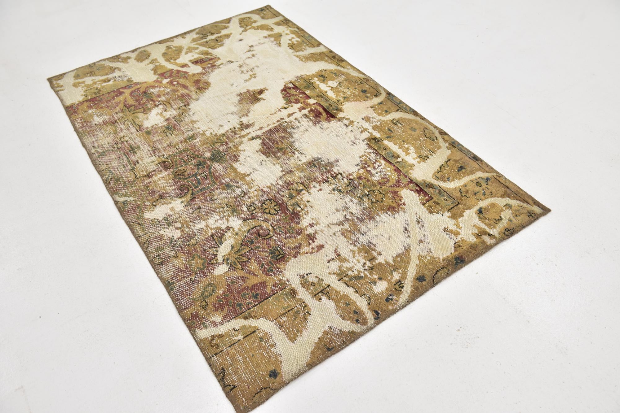 4' x 6' Hand Knotted Ultra Vintage Persian Wool Rug