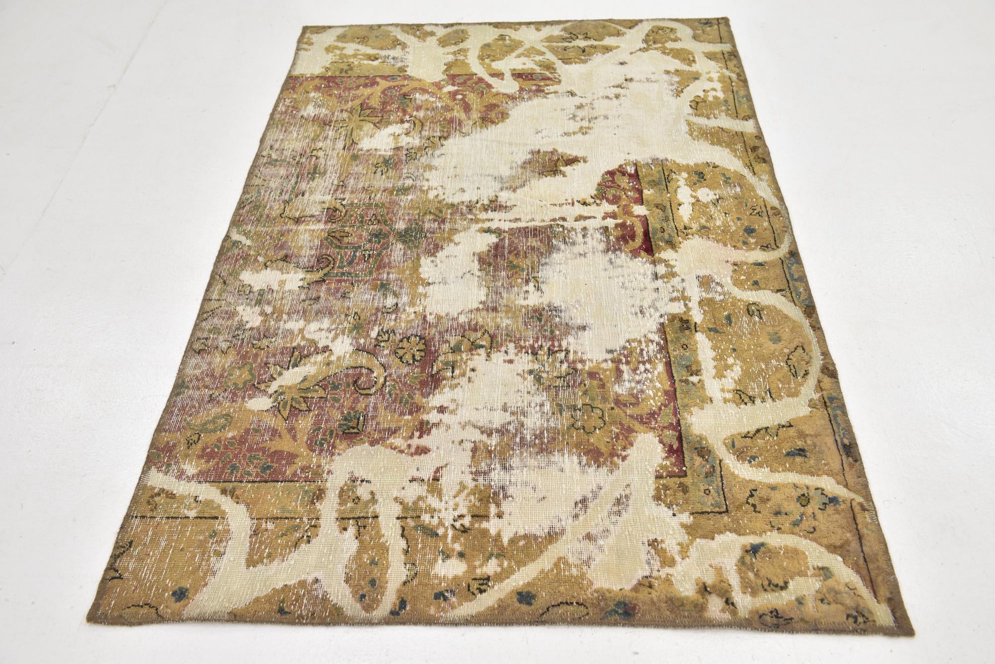4' x 6' Hand Knotted Ultra Vintage Persian Wool Rug