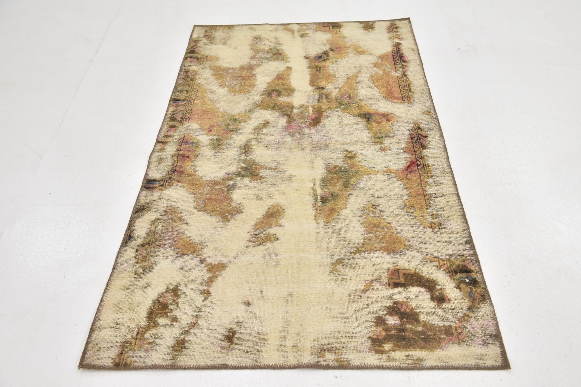 3' 7 x 6' 4 Hand Knotted Ultra Vintage Persian Wool Rug
