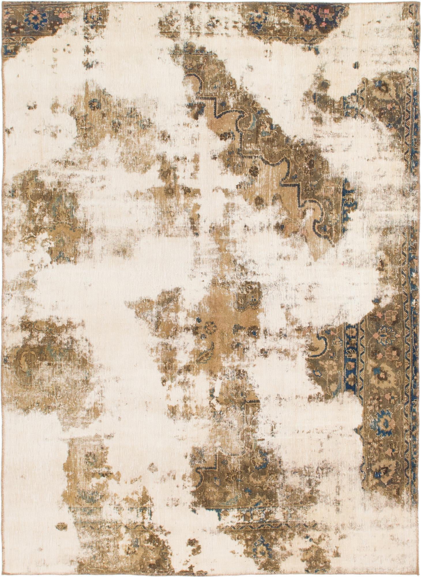 6' 8 x 9' 3 Hand Knotted Ultra Vintage Persian Wool Rug