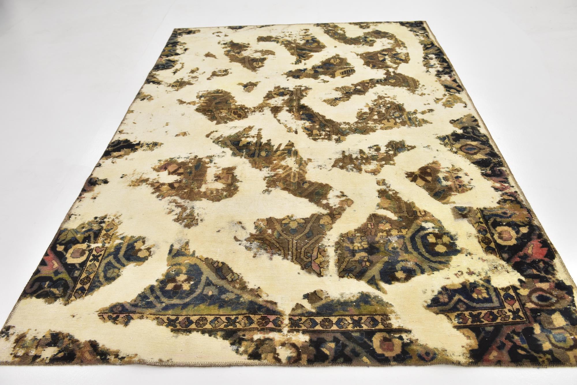 6' 3 x 9' Hand Knotted Ultra Vintage Persian Wool Rug