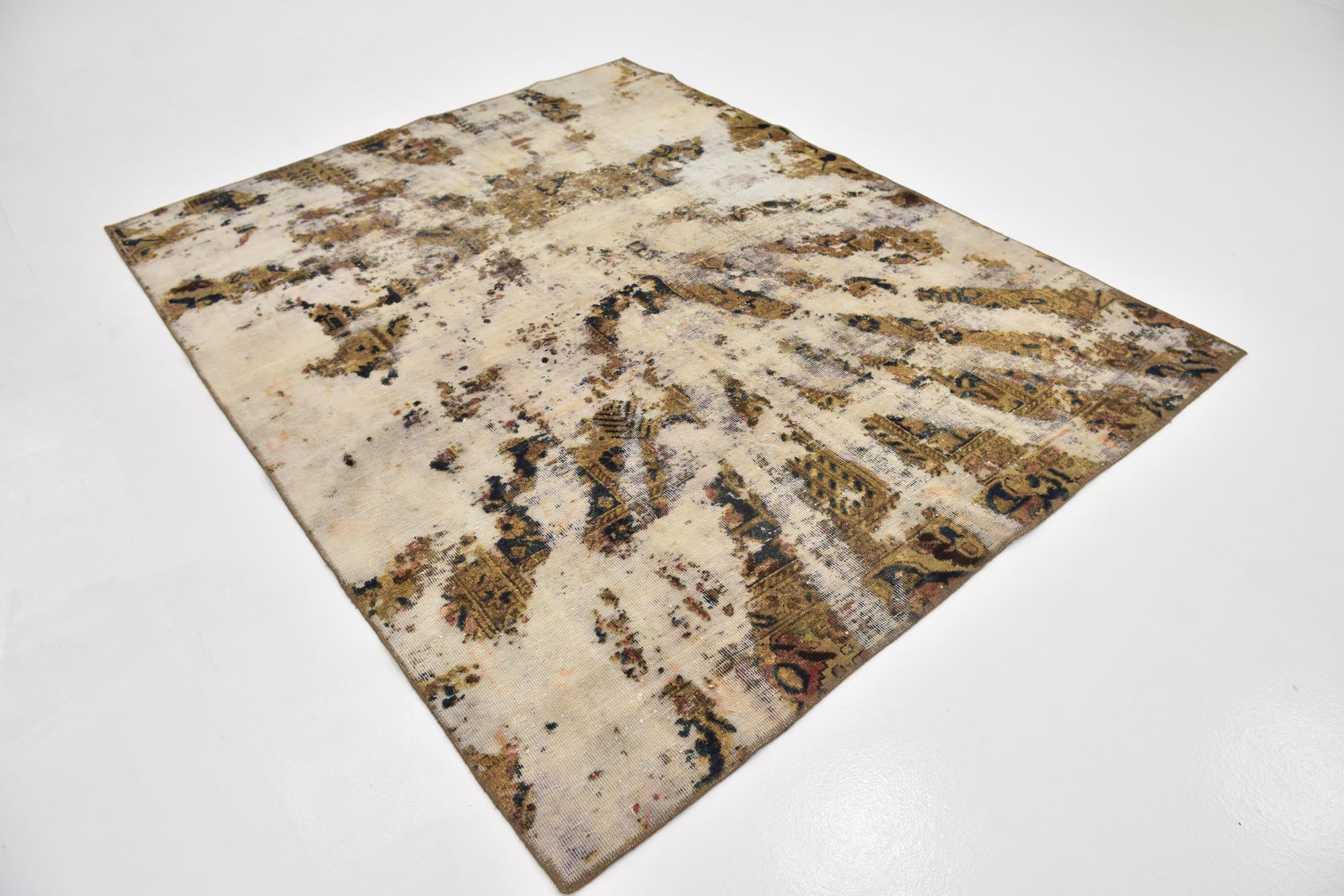 6' 2 x 7' 9 Hand Knotted Ultra Vintage Persian Wool Rug