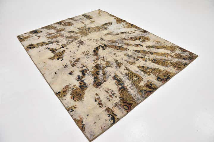 6' 2 x 7' 9 Hand Knotted Ultra Vintage Persian Wool Rug