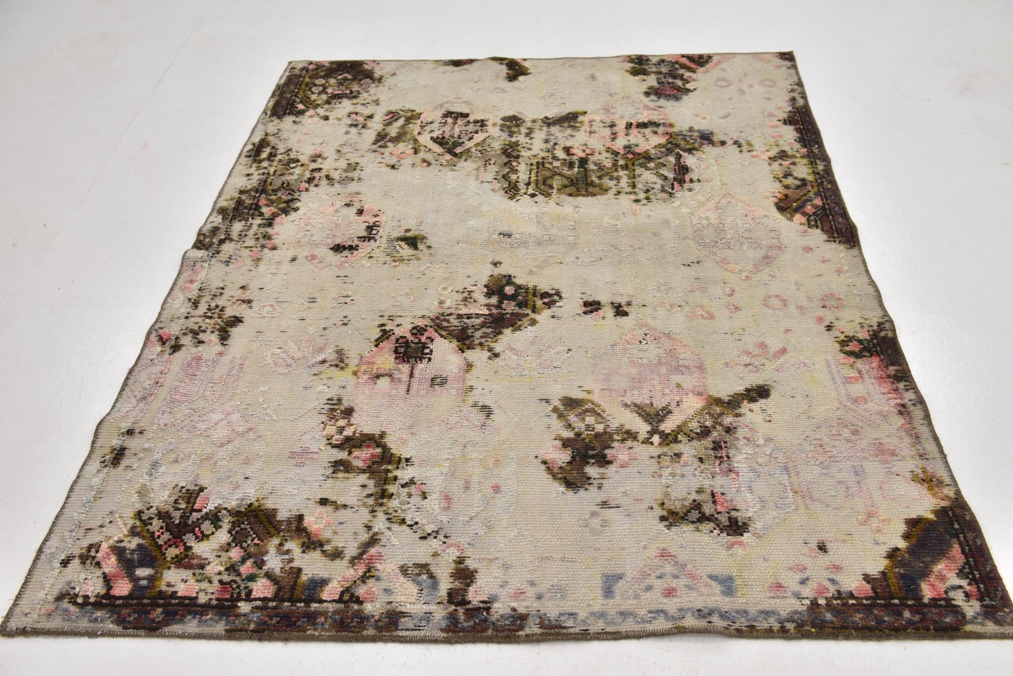 5' 4 x 6' 5 Hand Knotted Ultra Vintage Persian Wool Rug