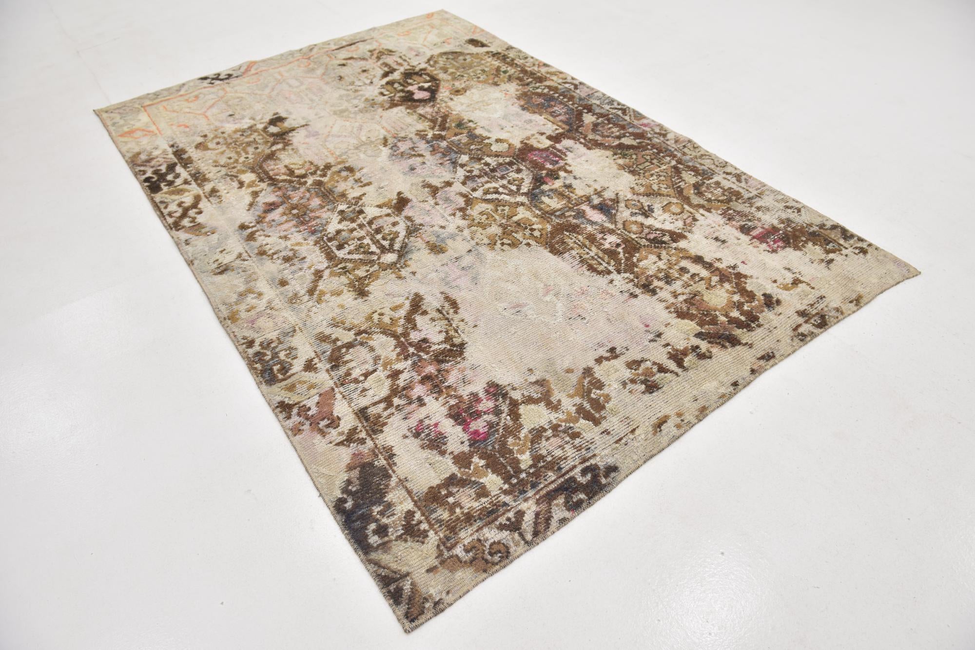 5' 10 x 8' 6 Hand Knotted Ultra Vintage Persian Wool Rug