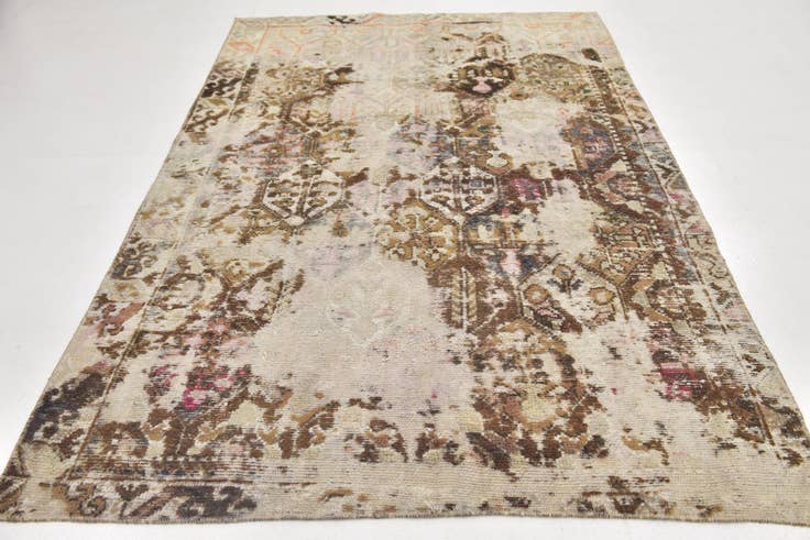 Detail image of 5' 10 x 8' 6 Hand Knotted Ultra Vintage Persian Wool Rug