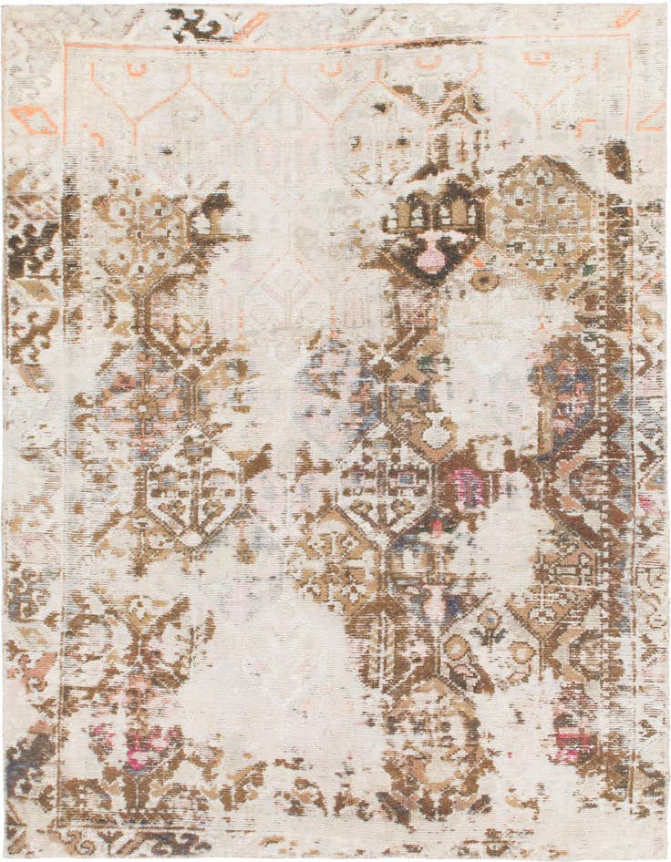 Detail image of 5' 10 x 8' 6 Hand Knotted Ultra Vintage Persian Wool Rug