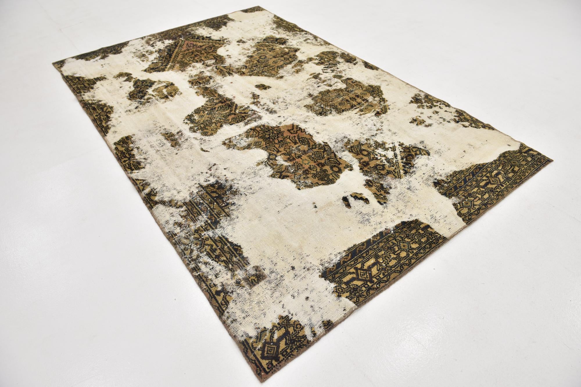 6' x 9' 4 Hand Knotted Ultra Vintage Persian Wool Rug