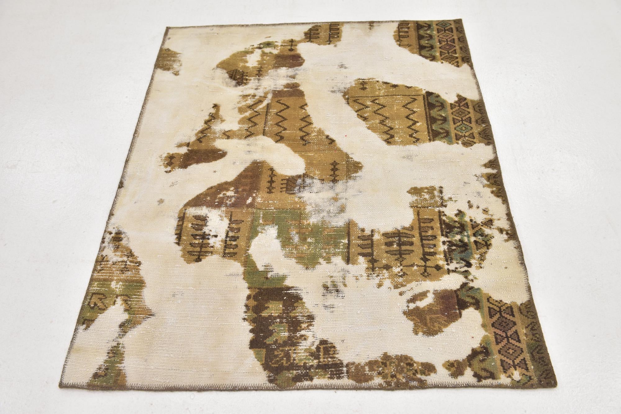 3' 8 x 4' 7 Hand Knotted Ultra Vintage Persian Wool Rug
