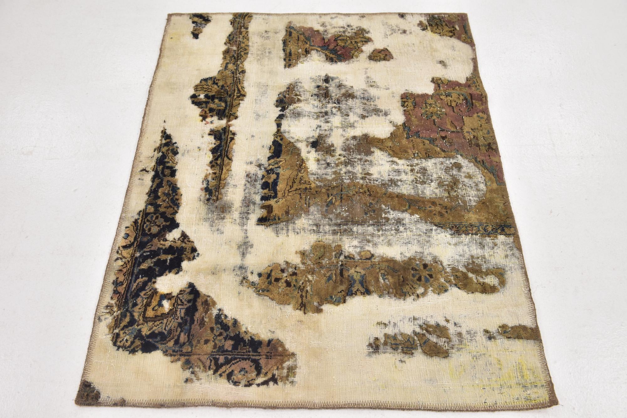 3' 5 x 4' 5 Hand Knotted Ultra Vintage Persian Wool Rug