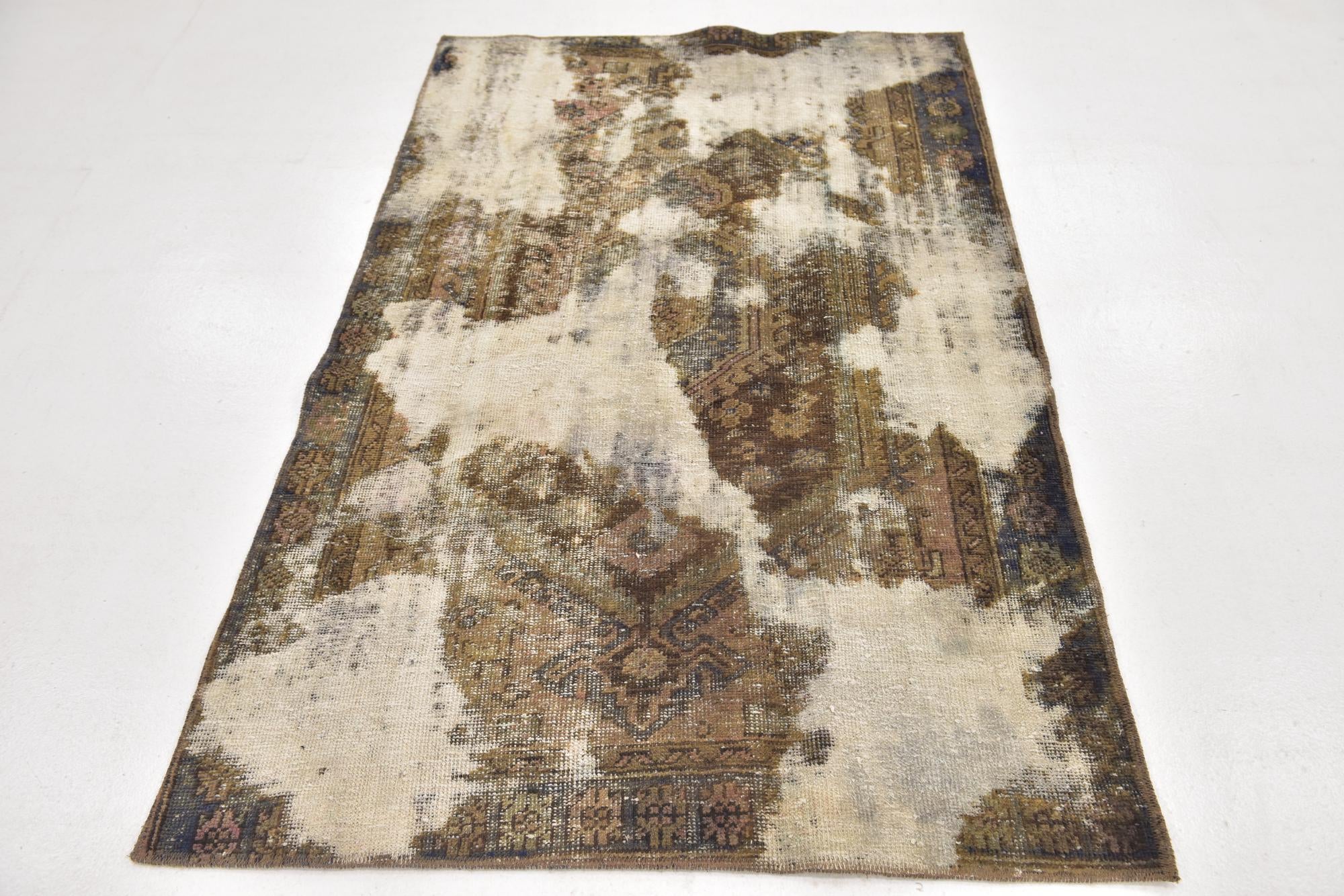 3' 10 x 6' 2 Hand Knotted Ultra Vintage Persian Wool Rug