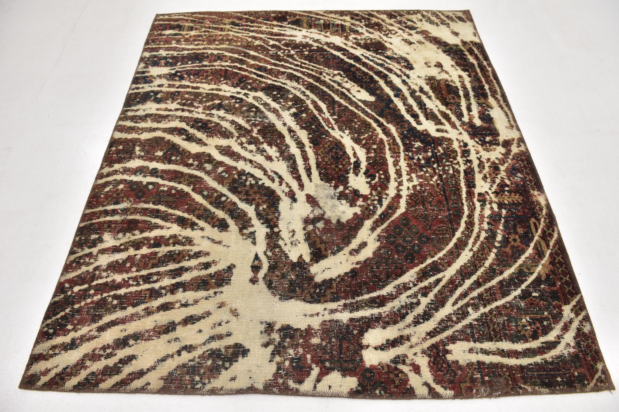 5' 5 x 6' 2 Hand Knotted Ultra Vintage Persian Wool Rug