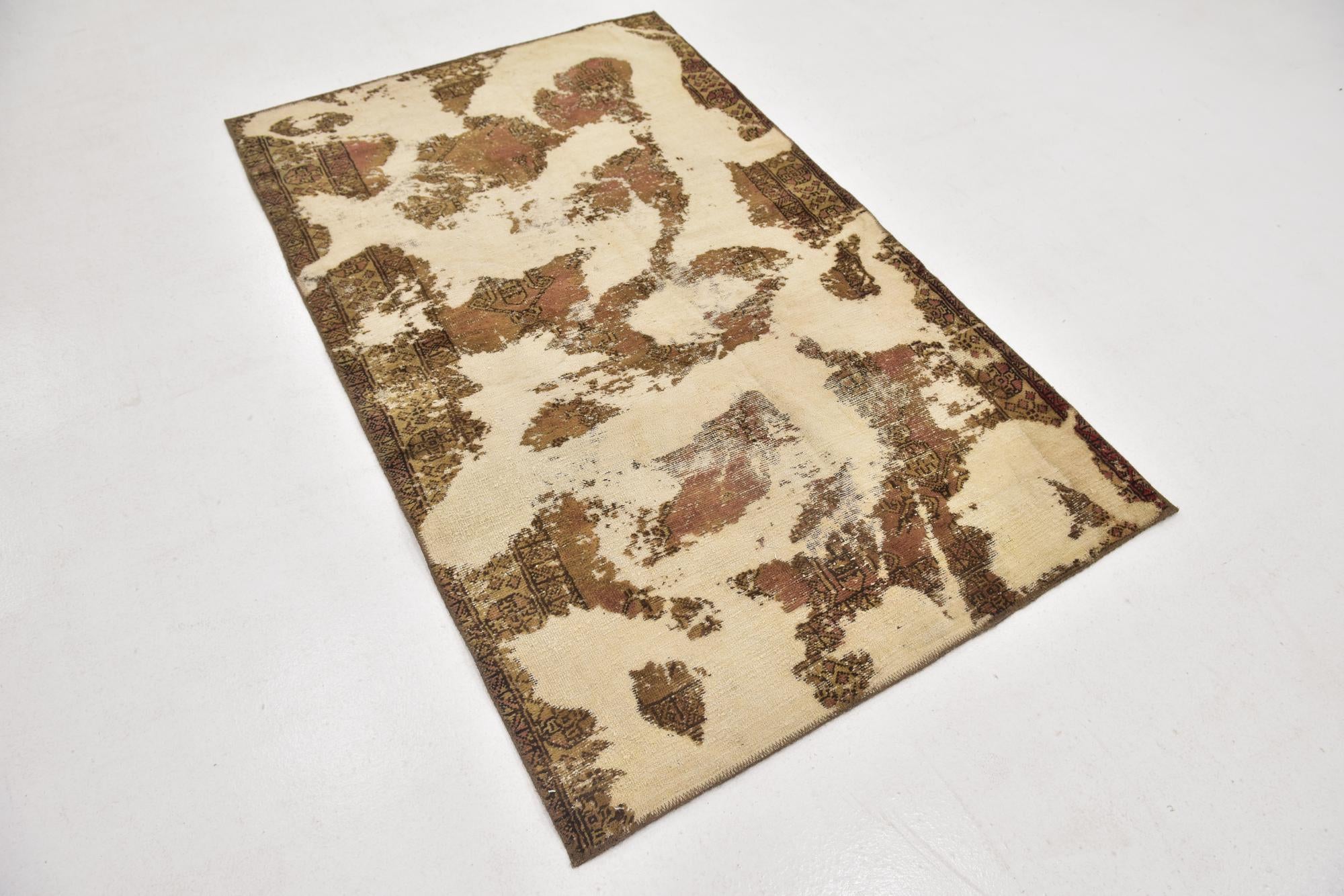 3' 9 x 6' Hand Knotted Ultra Vintage Persian Wool Rug