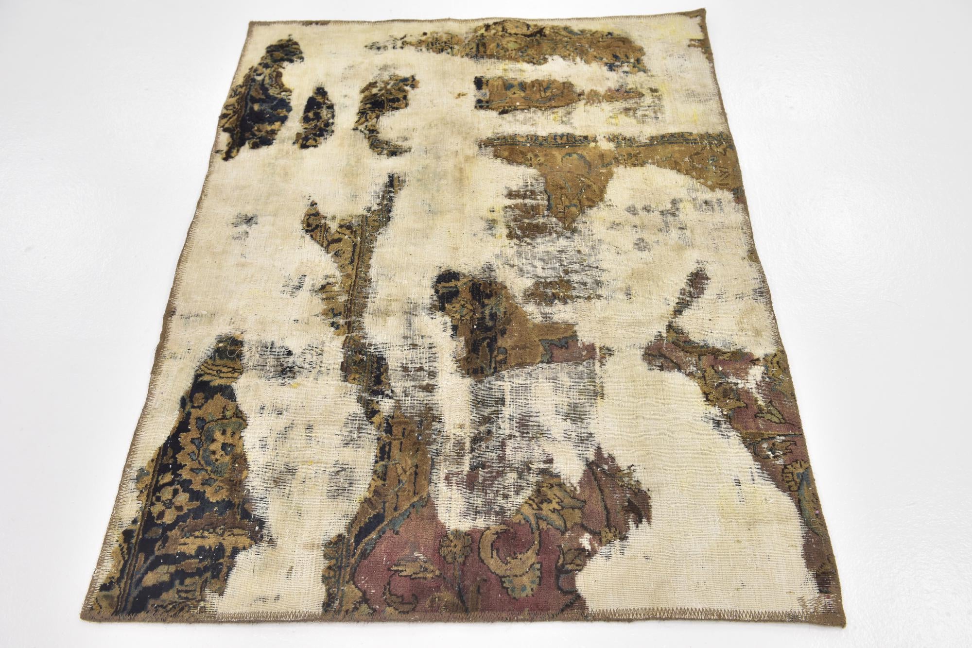 3' 5 x 4' 5 Hand Knotted Ultra Vintage Persian Wool Rug