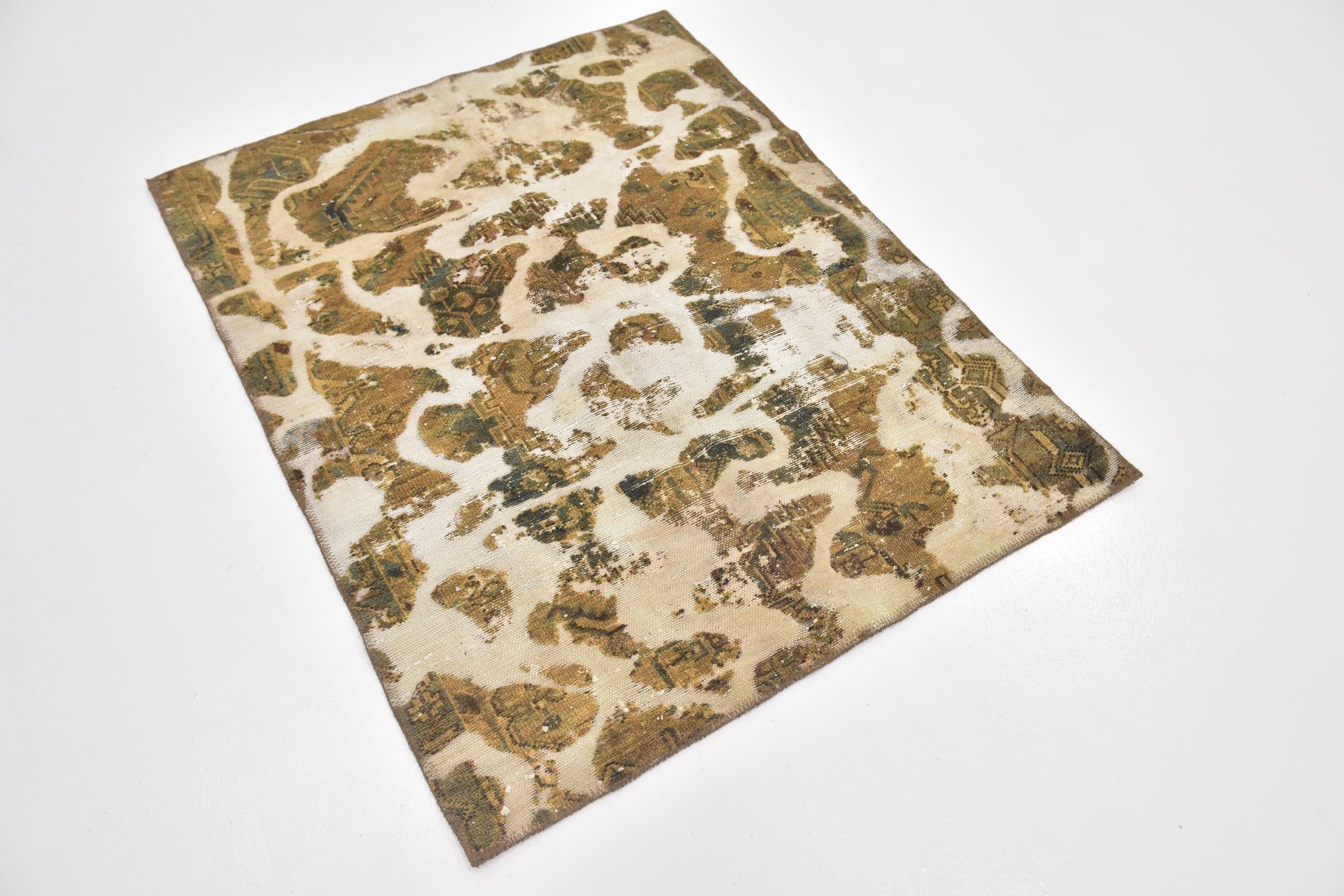 3' 5 x 4' 4 Hand Knotted Ultra Vintage Persian Wool Rug