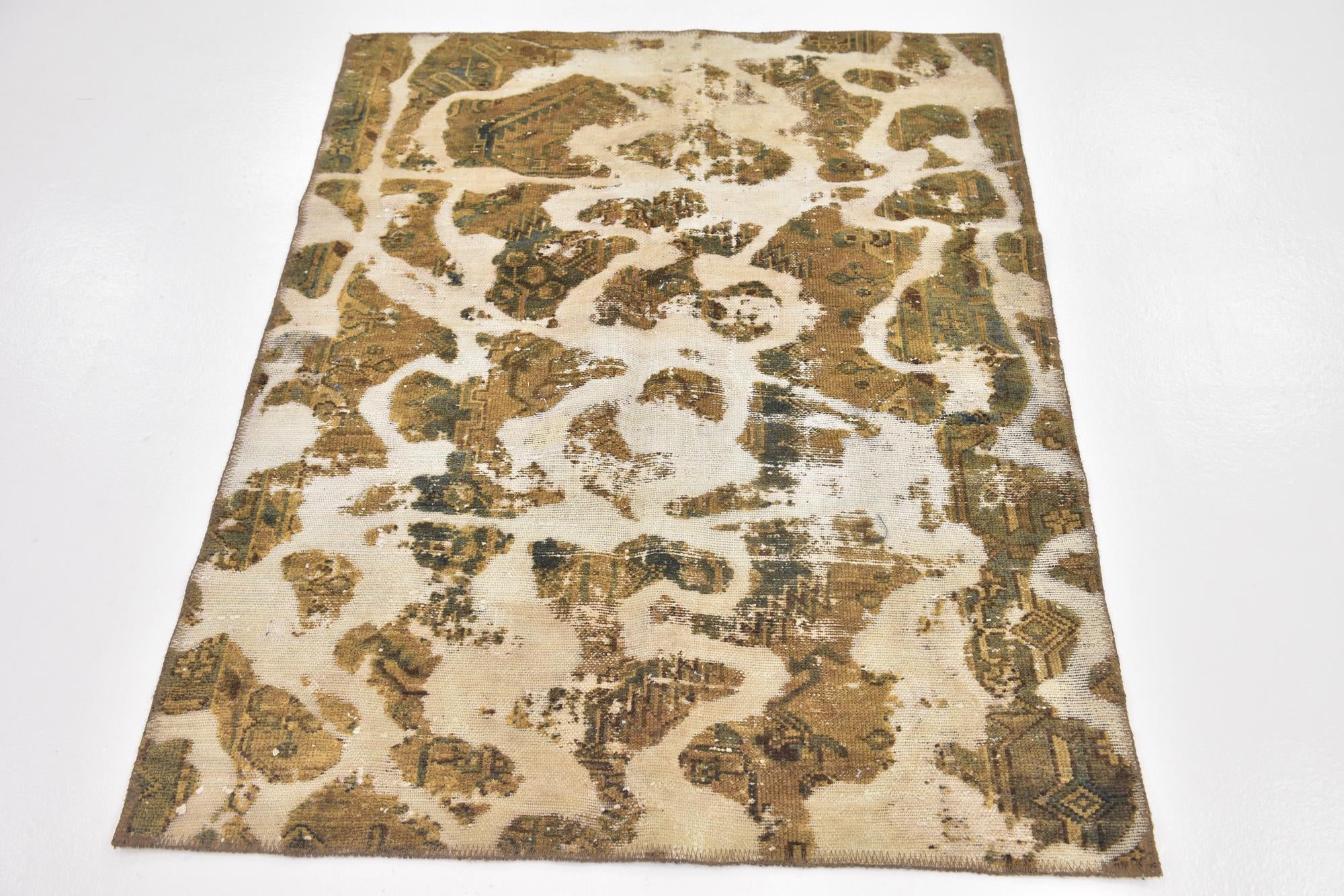 3' 5 x 4' 4 Hand Knotted Ultra Vintage Persian Wool Rug