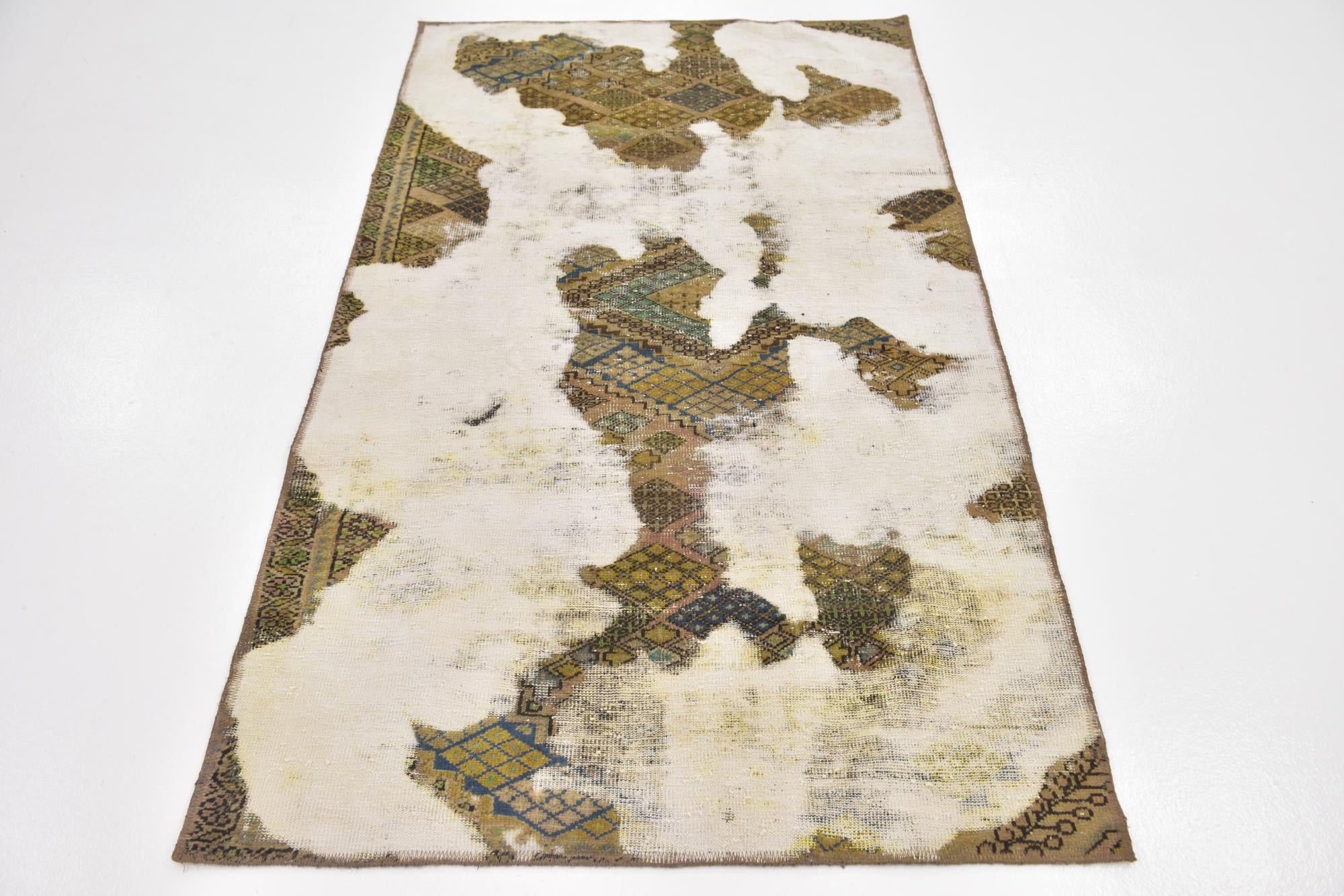 3' 7 x 6' Hand Knotted Ultra Vintage Persian Wool Rug