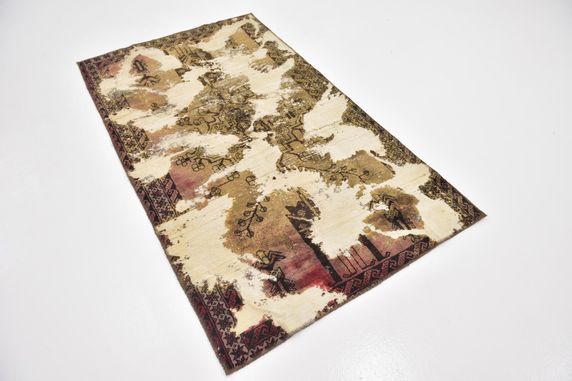 3' 8 x 6' 4 Hand Knotted Ultra Vintage Persian Wool Rug