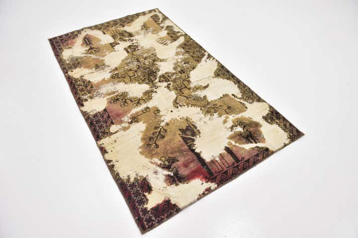 3' 8 x 6' 4 Hand Knotted Ultra Vintage Persian Wool Rug