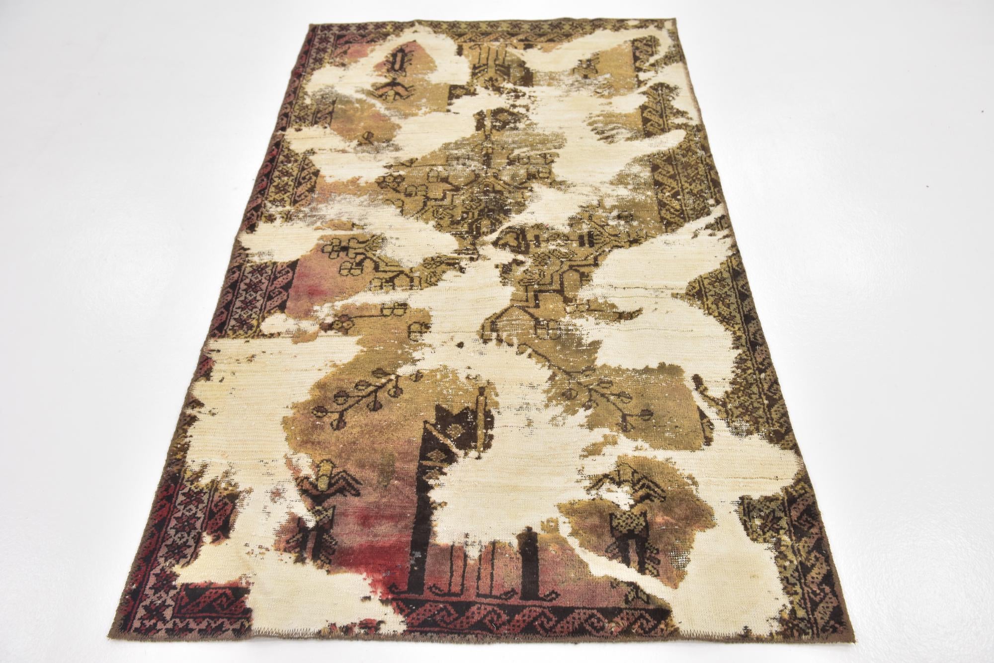 3' 8 x 6' 4 Hand Knotted Ultra Vintage Persian Wool Rug