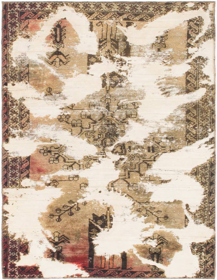 Detail image of 3' 8 x 6' 4 Hand Knotted Ultra Vintage Persian Wool Rug