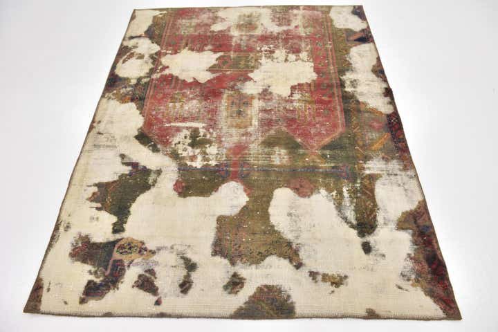 4' 8 x 6' Hand Knotted Ultra Vintage Persian Wool Rug
