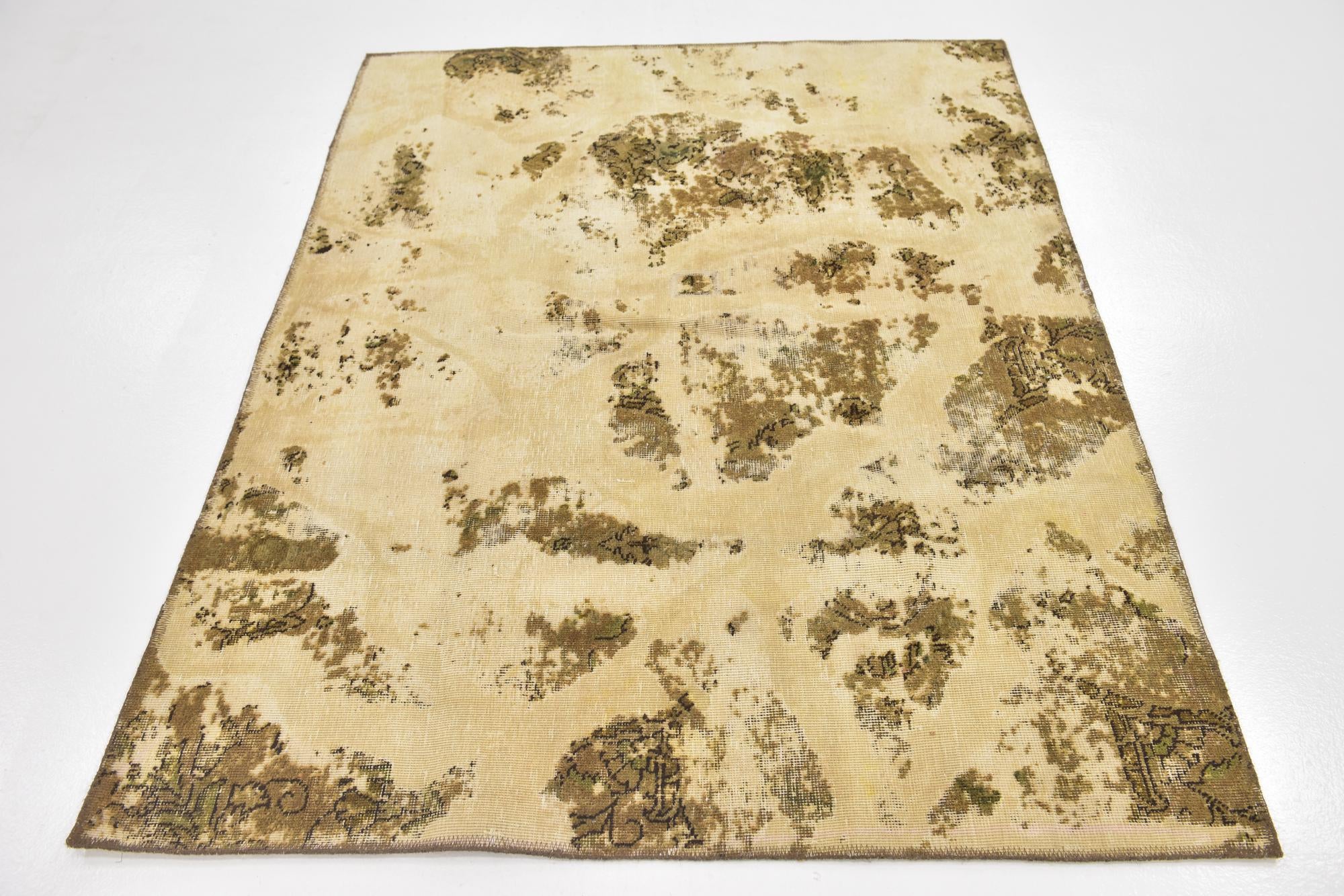 4' 4 x 5' 8 Hand Knotted Ultra Vintage Persian Wool Rug