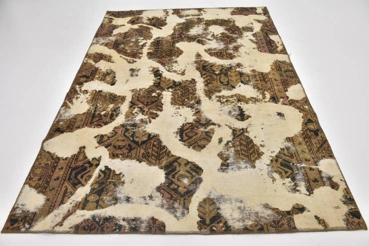 Detail image of 5' 7 x 8' Hand Knotted Ultra Vintage Persian Wool Rug