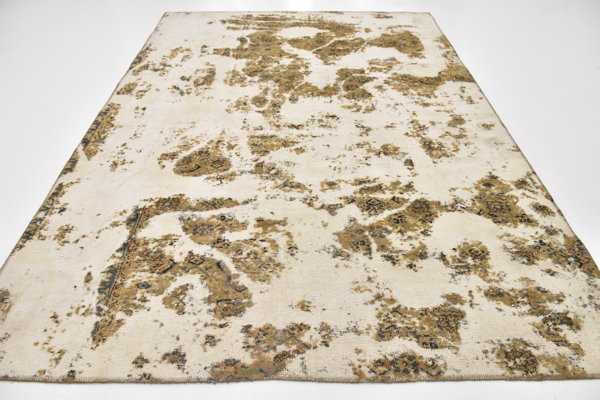 7' x 9' 9 Hand Knotted Ultra Vintage Persian Wool Rug