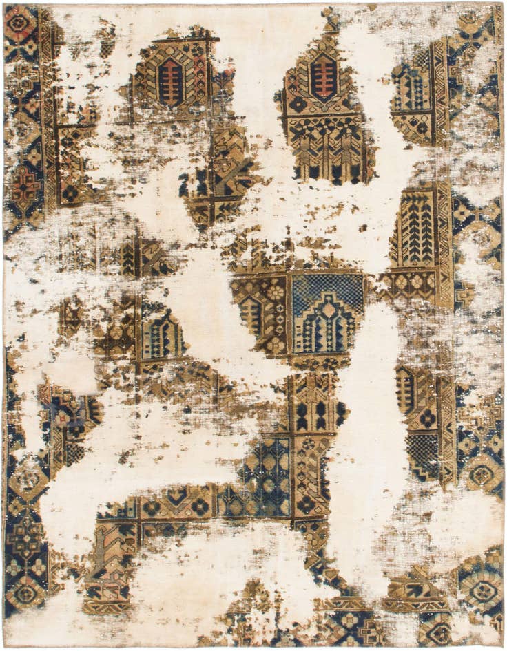Detail image of 6' 3 x 8' Hand Knotted Ultra Vintage Persian Wool Rug