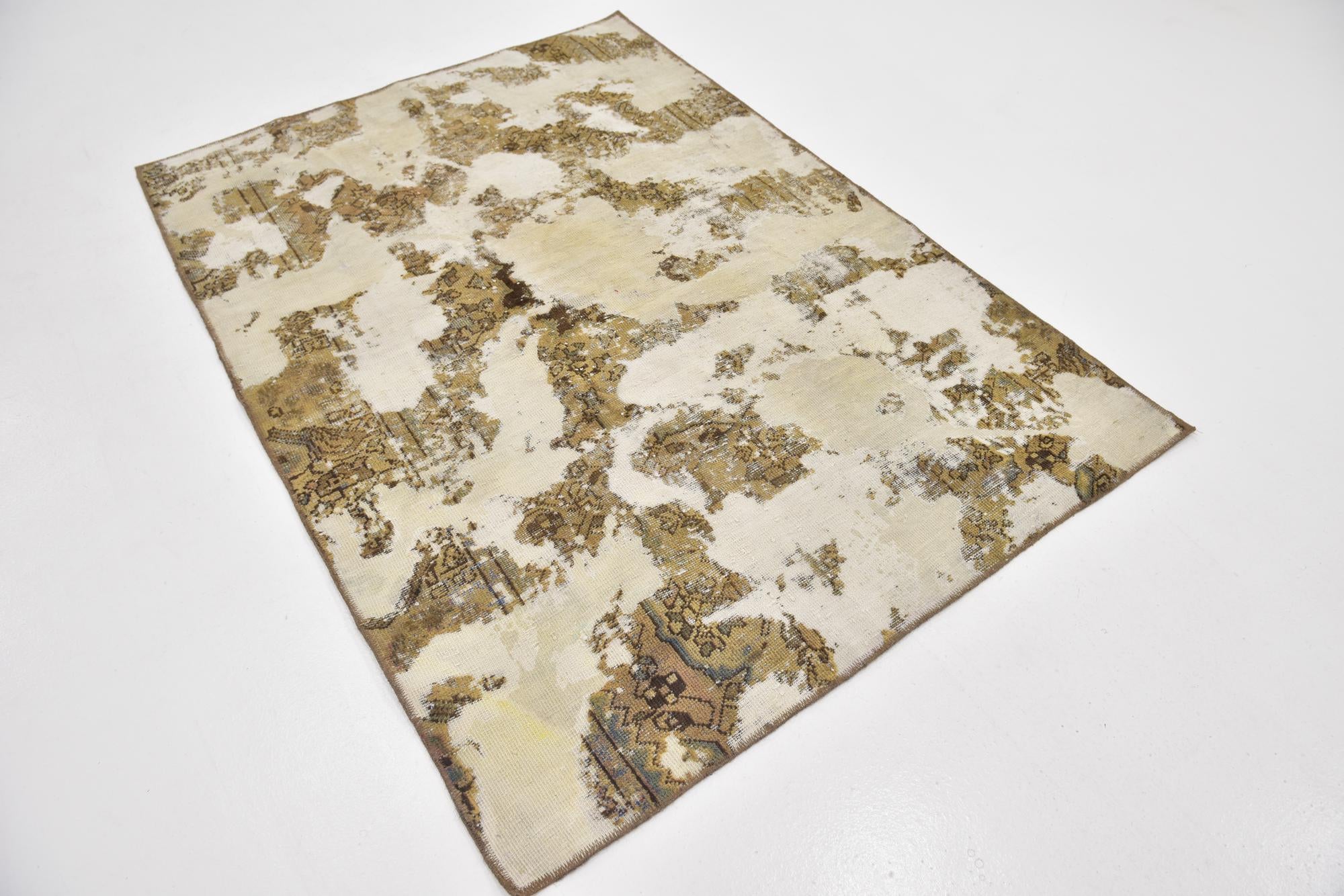 4' 8 x 6' 5 Hand Knotted Ultra Vintage Persian Wool Rug