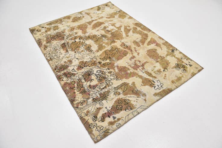 Detail image of 4' 8 x 6' 2 Hand Knotted Ultra Vintage Persian Wool Rug