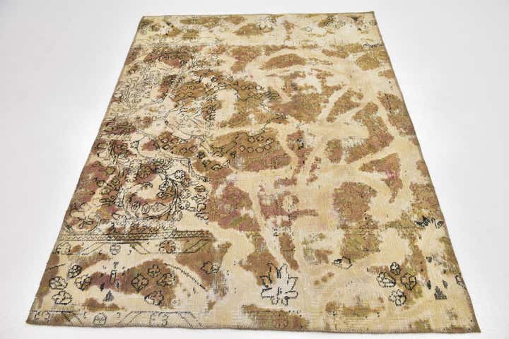 4' 8 x 6' 2 Hand Knotted Ultra Vintage Persian Wool Rug