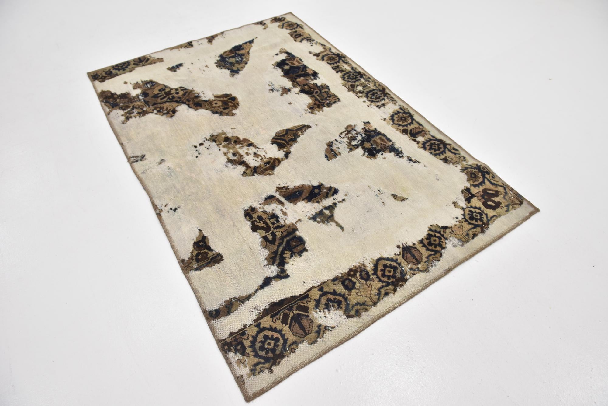 4' 2 x 6' 2 Hand Knotted Ultra Vintage Persian Wool Rug