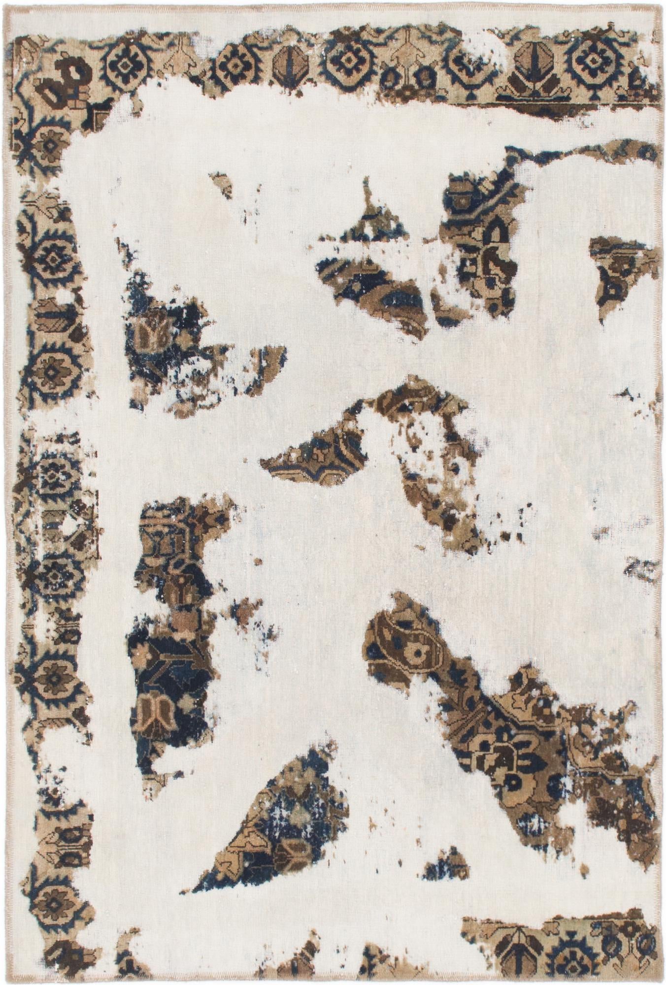 4' 2 x 6' 2 Hand Knotted Ultra Vintage Persian Wool Rug