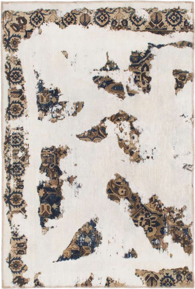 4' 2 x 6' 2 Hand Knotted Ultra Vintage Persian Wool Rug