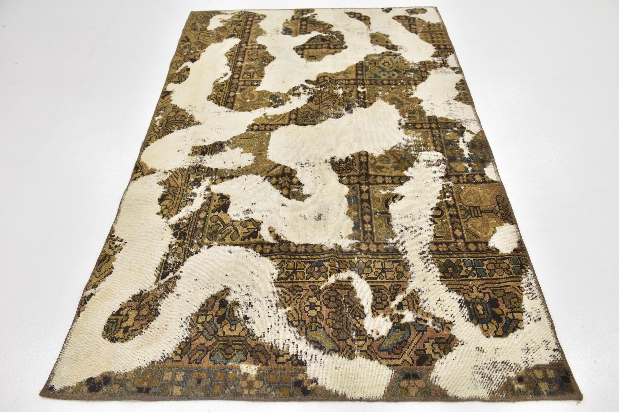 4' 5 x 7' 2 Hand Knotted Ultra Vintage Persian Wool Rug