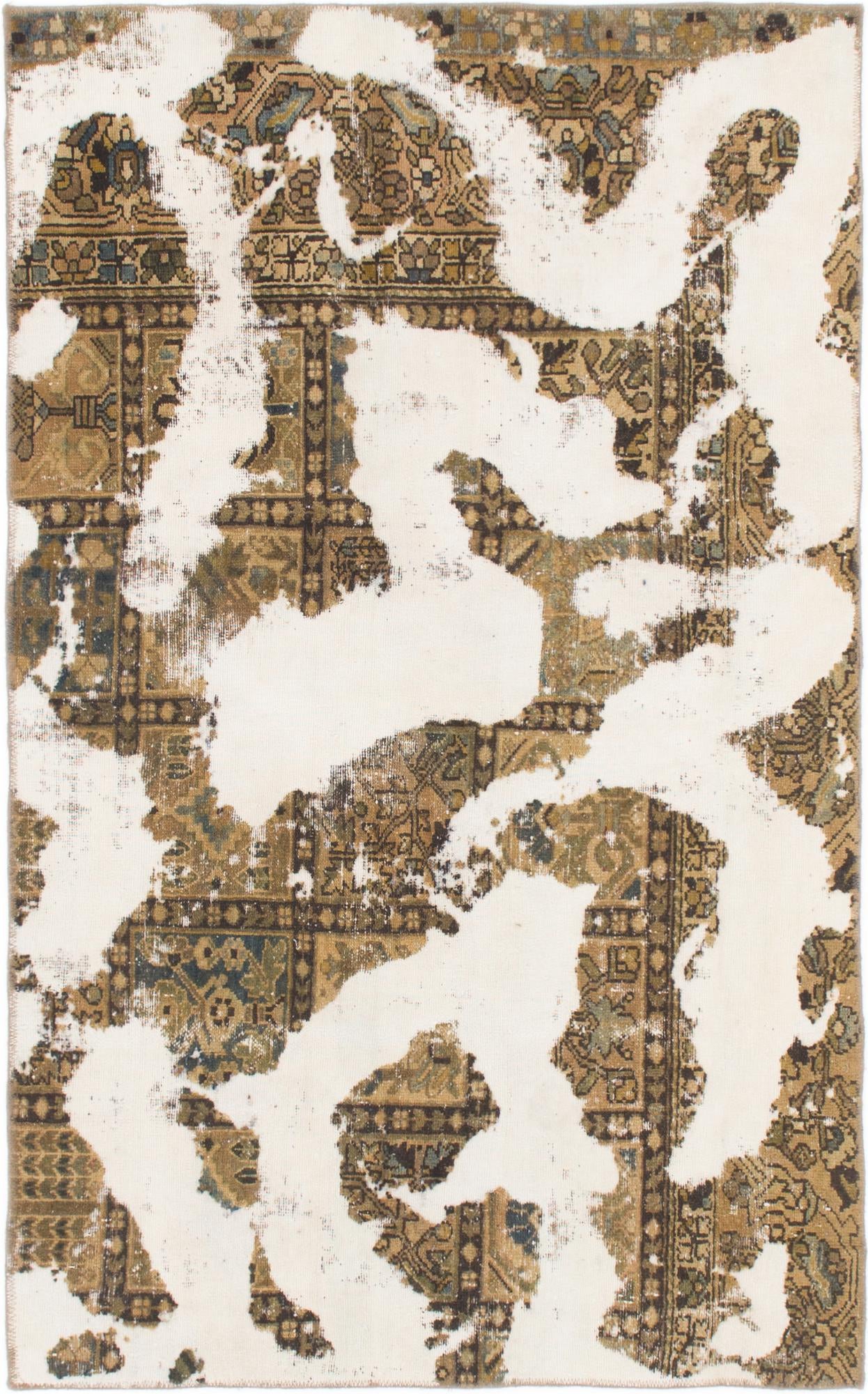 4' 5 x 7' 2 Hand Knotted Ultra Vintage Persian Wool Rug