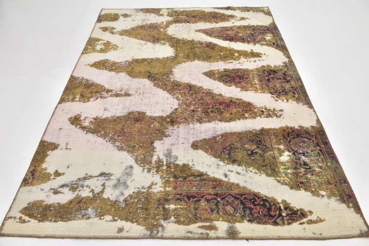 5' 6 x 7' 7 Hand Knotted Ultra Vintage Persian Wool Rug