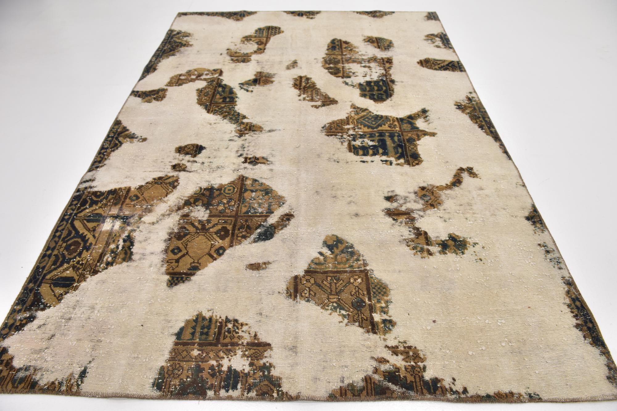 6' 7 x 9' 6 Hand Knotted Ultra Vintage Persian Wool Rug