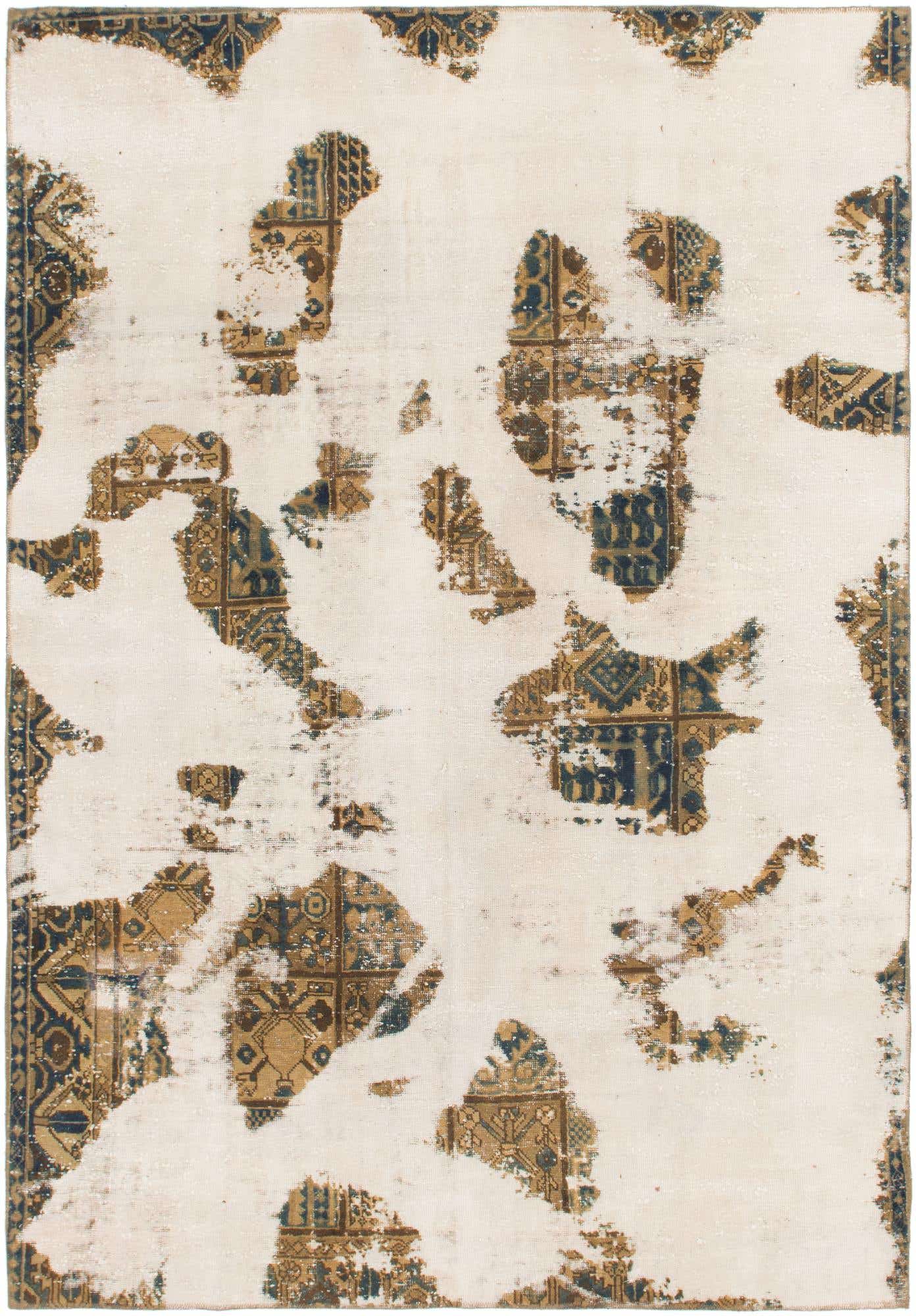 6' 7 x 9' 6 Hand Knotted Ultra Vintage Persian Wool Rug