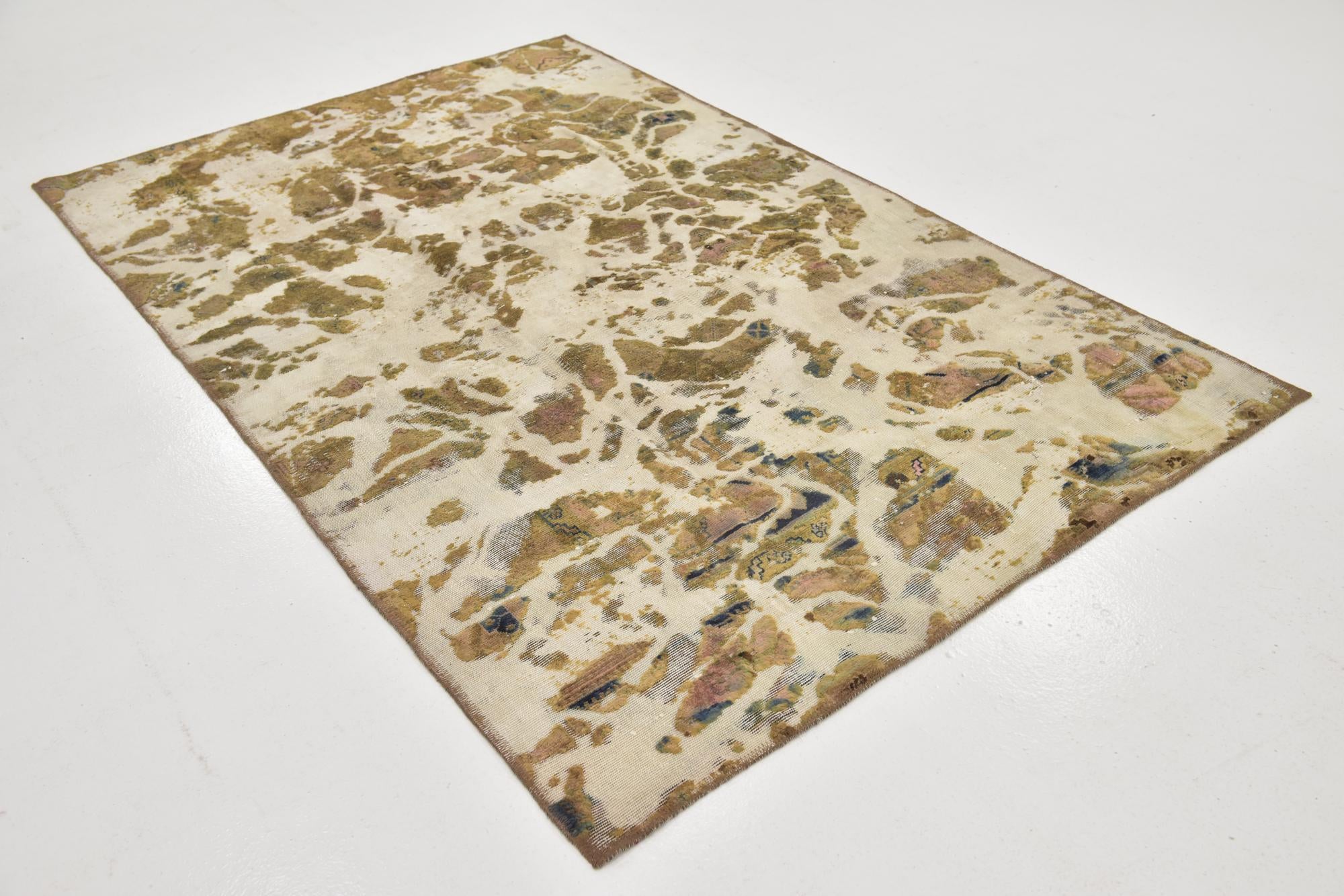 4' 9 x 7' 5 Hand Knotted Ultra Vintage Persian Wool Rug