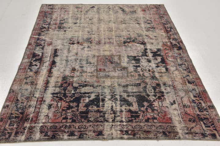 4' 6 x 6' Hand Knotted Ultra Vintage Persian Wool Rug