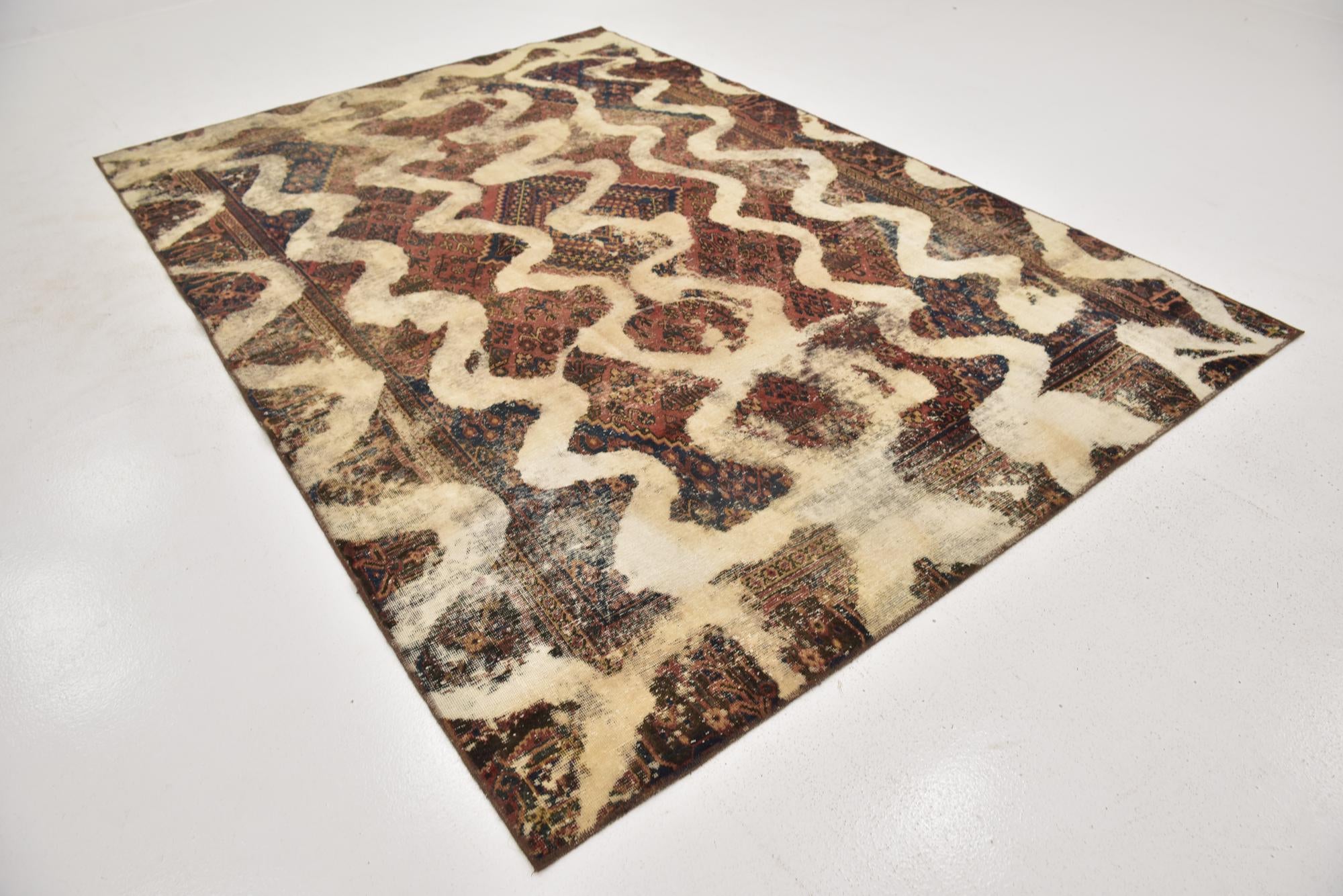 7' 3 x 10' 7 Hand Knotted Ultra Vintage Persian Wool Rug