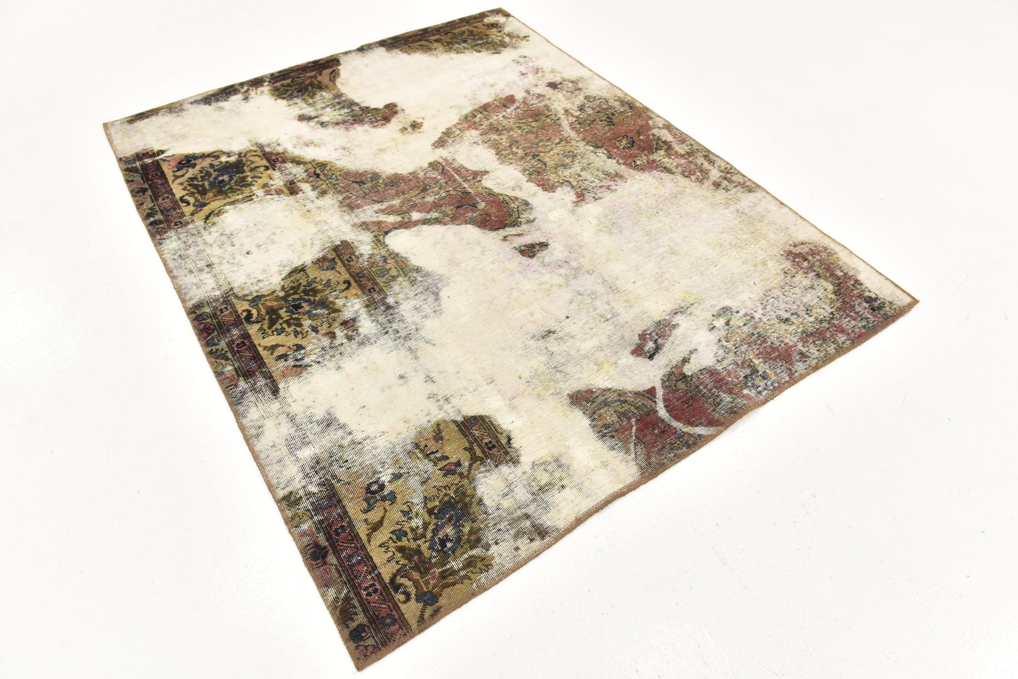 5' 3 x 6' 7 Hand Knotted Ultra Vintage Persian Wool Rug